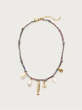 NWT J.Crew Braided Fishbone Coastal Charm Necklace